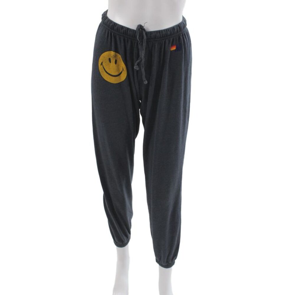 Aviator Nation Unisex Jogger Pants Gray Face Drawstring Size S